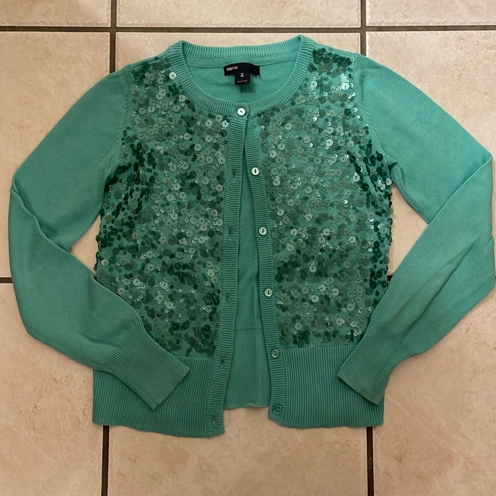 Unique cardigan! ✨ kids stylish turquoise sweater with sparkle sequin front